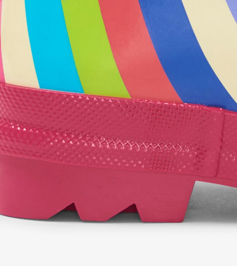 Girls Rainbow Stripes Shiny Rain Boots | Hatley Rainwear