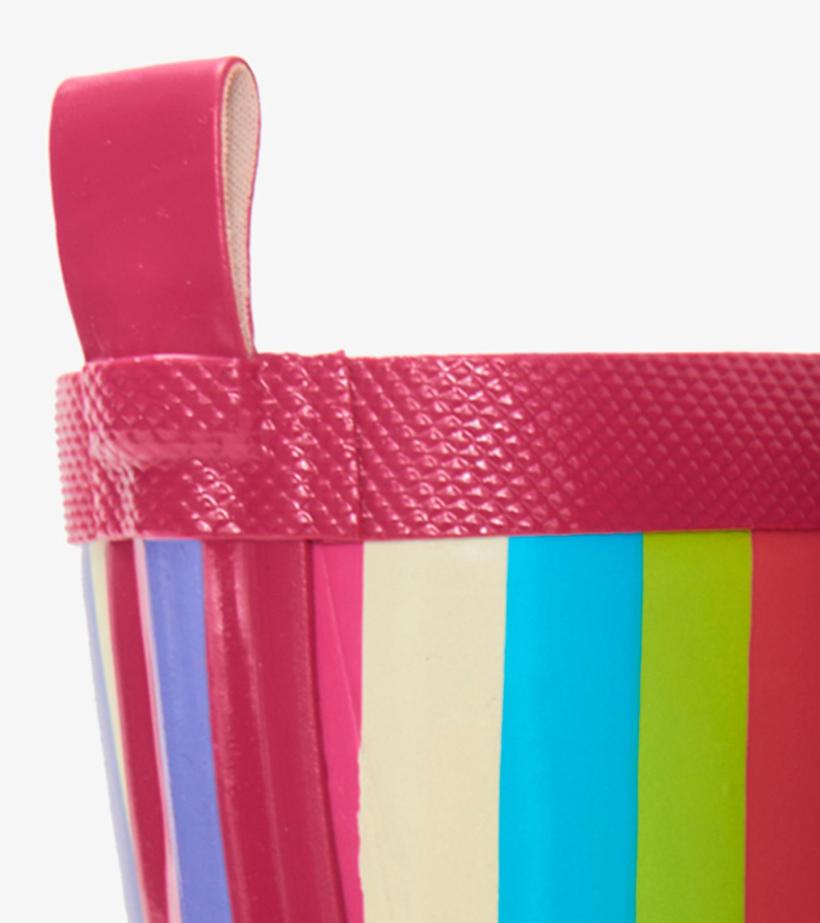 Girls Rainbow Stripes Shiny Rain Boots | Hatley Rainwear