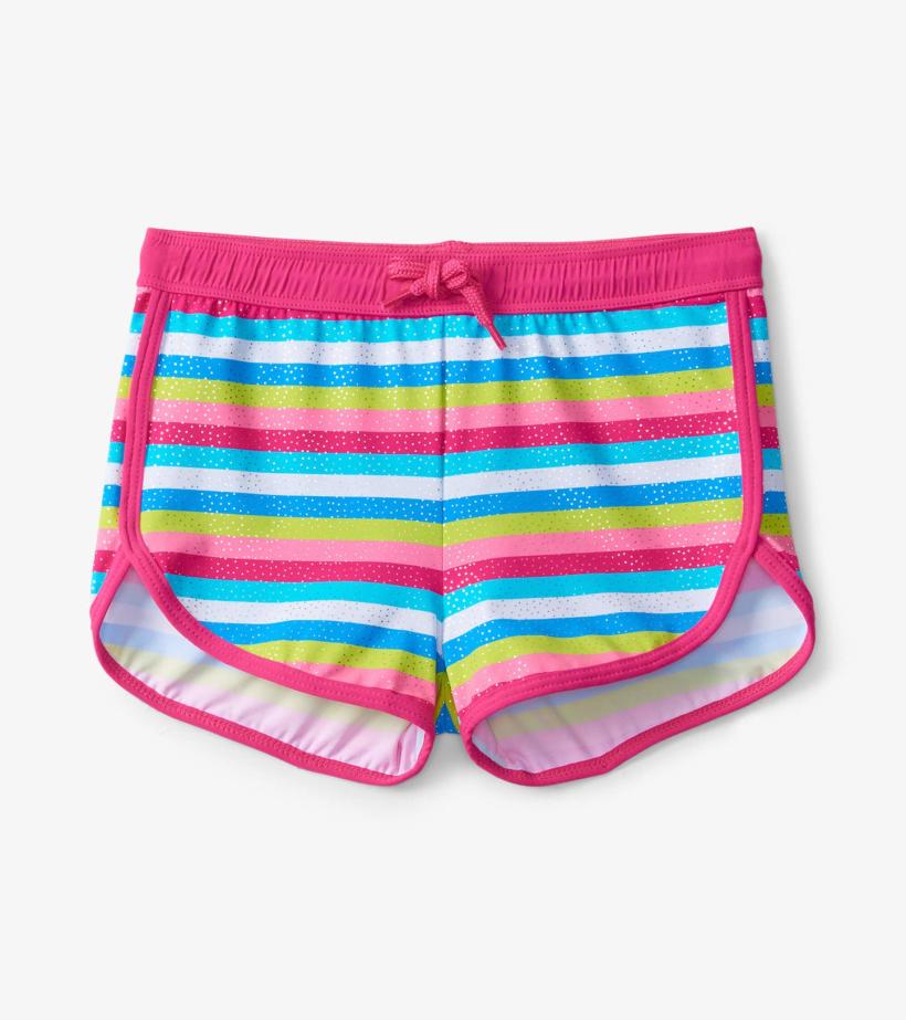 Girls Rainbow Stripes Swim Shorts | Hatley Swimwear
