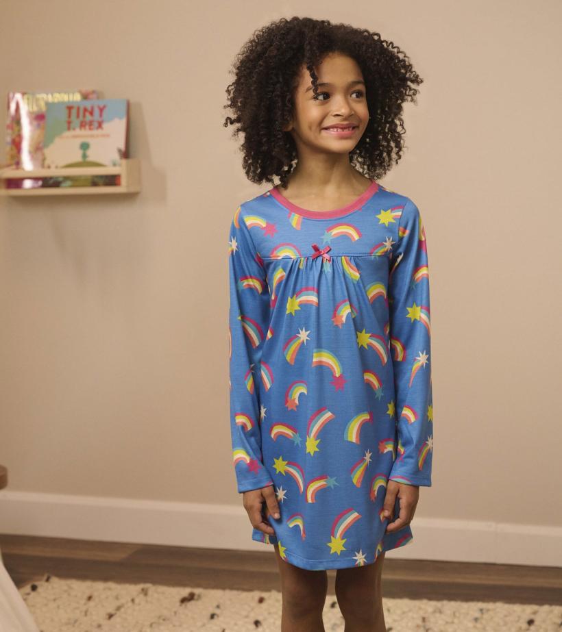Girls Shooting Stars Long Sleeve Girls Nightgown | Hatley Sleepwear