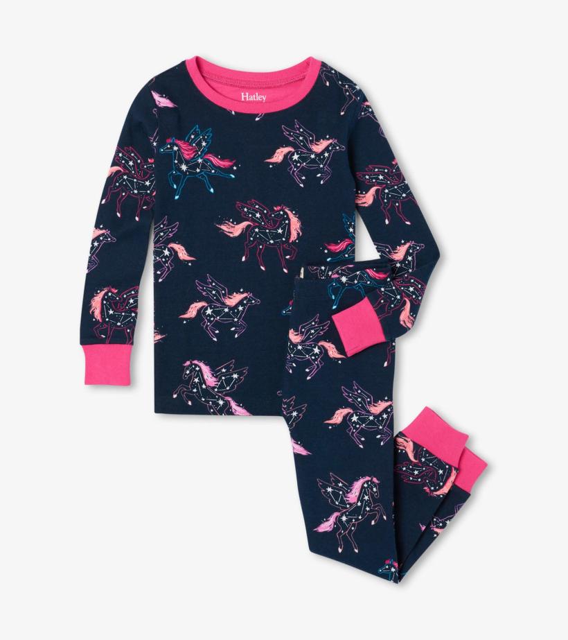 Girls Unicorn Constellations Organic Cotton Raglan Pajama Set | Hatley Sleepwear