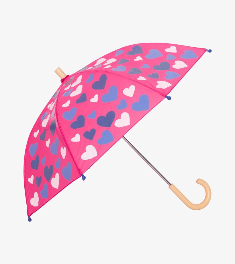 Girls White Hearts Colour Changing Umbrella | Hatley Rainwear