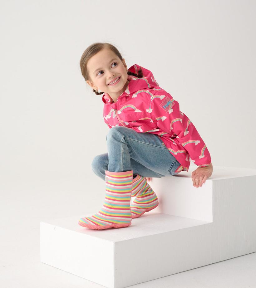 Girls/Baby &amp; Toddler Girls Pretty Stripes Packable Rain Boots | Hatley Rainwear