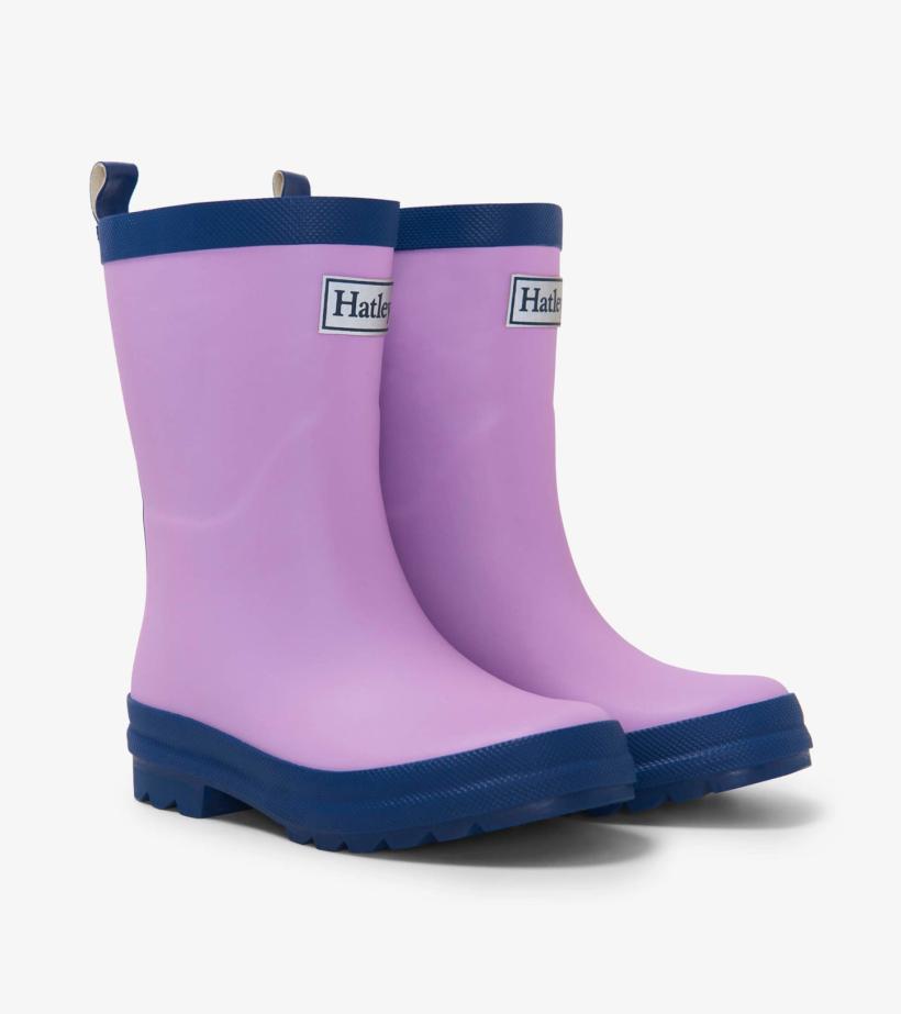 Girls/Baby &amp; Toddler Lilac And Navy Matte Rain Boots | Hatley Rainwear