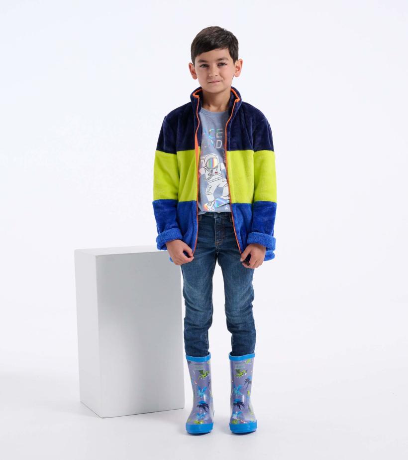 Girls/Boys Blue &amp; Green Fleece Jacket | Hatley Sweaters