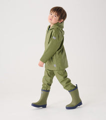 Girls/Boys Boys Forest Green Zip-Up Rain Jacket | Hatley Rainwear