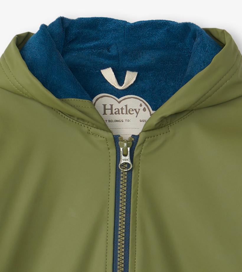 Girls/Boys Boys Forest Green Zip-Up Rain Jacket | Hatley Rainwear