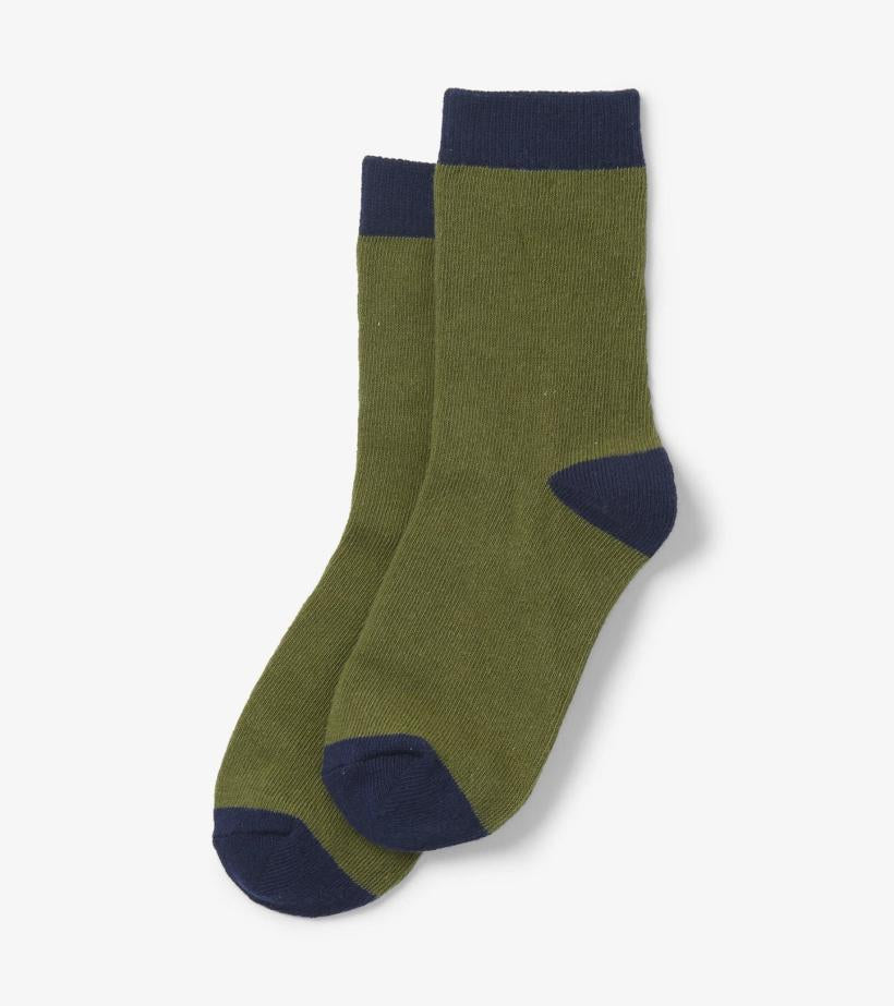 Girls/Boys Green &amp; Navy Crew Socks | Hatley Footwear