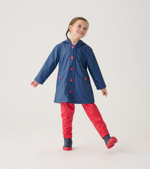 Girls/Boys Navy &amp; Red Button-Up Rain Jacket | Hatley Rainwear