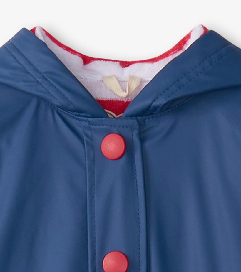 Girls/Boys Navy &amp; Red Button-Up Rain Jacket | Hatley Rainwear