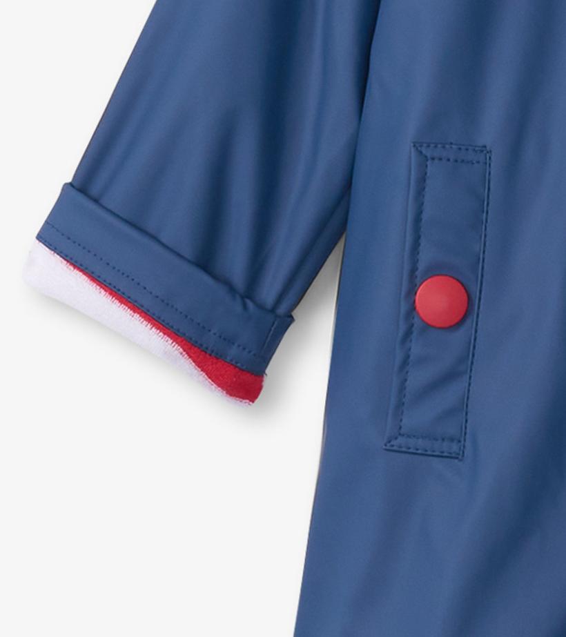 Girls/Boys Navy &amp; Red Button-Up Rain Jacket | Hatley Rainwear
