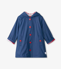 Girls/Boys Navy &amp; Red Button-Up Rain Jacket | Hatley Rainwear