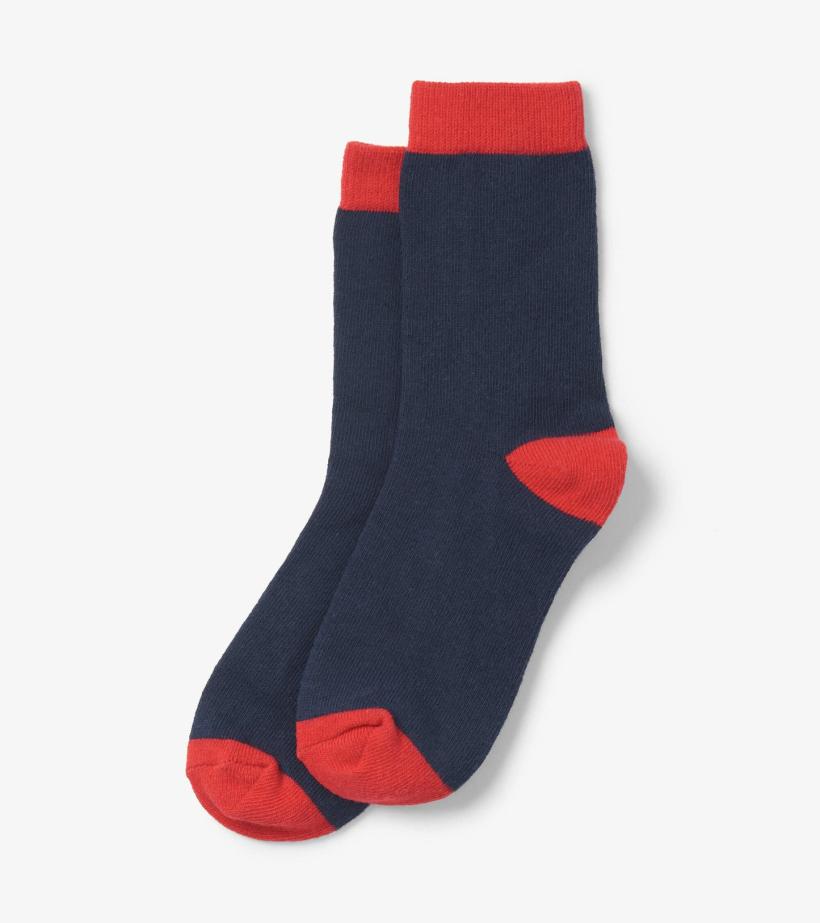 Girls/Boys Navy &amp; Red Crew Socks | Hatley Footwear