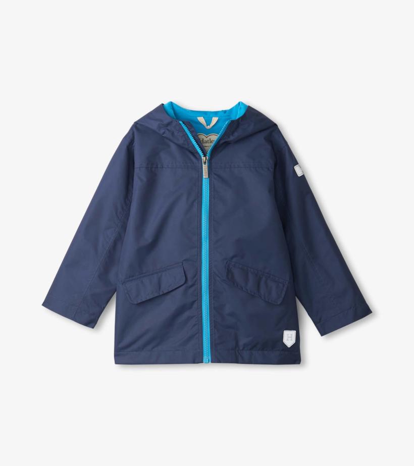 Girls/Boys Navy Zip-Up Lightweight Rain Jacket | Hatley Rainwear
