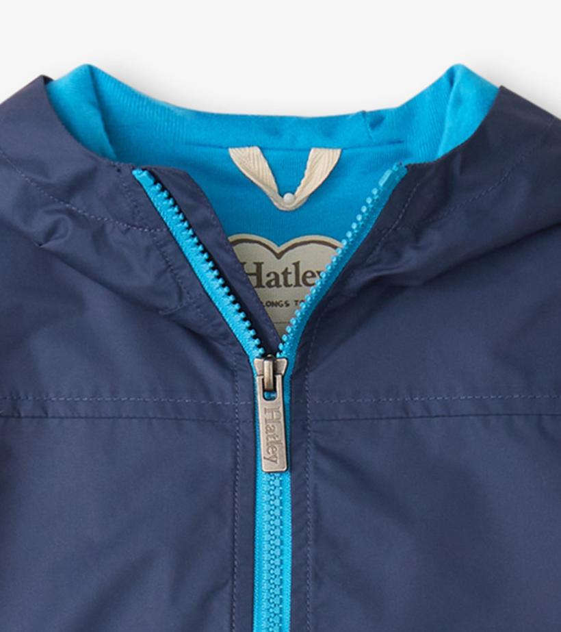 Girls/Boys Navy Zip-Up Lightweight Rain Jacket | Hatley Rainwear