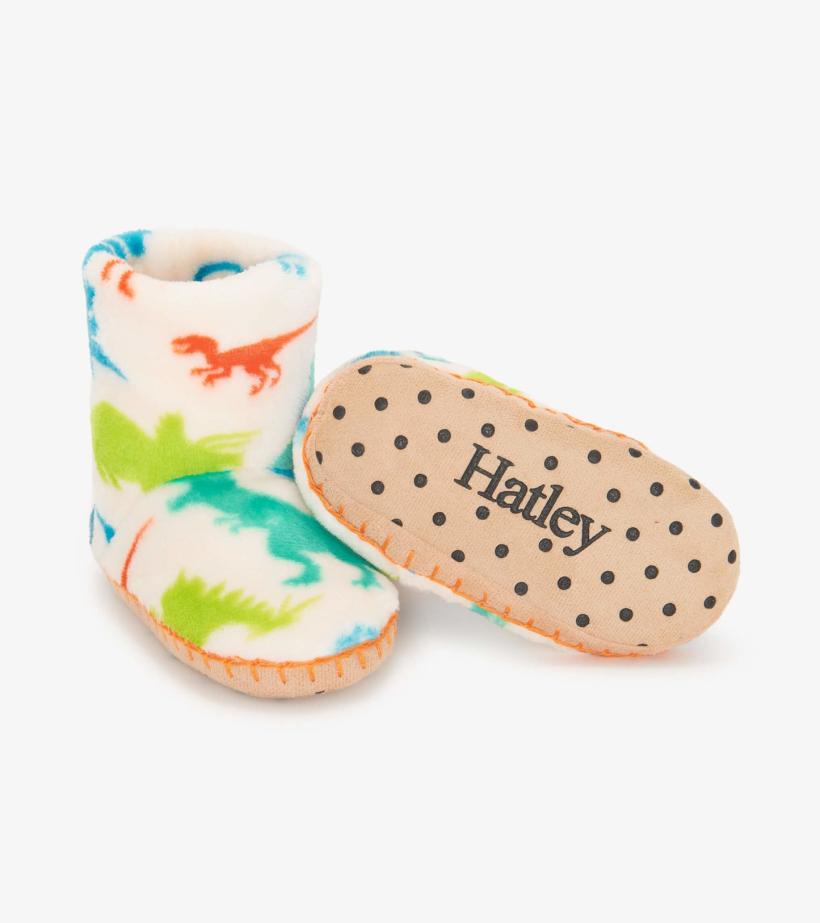 Girls/Boys Real Dinosaurs Fleece Slippers | Hatley Footwear