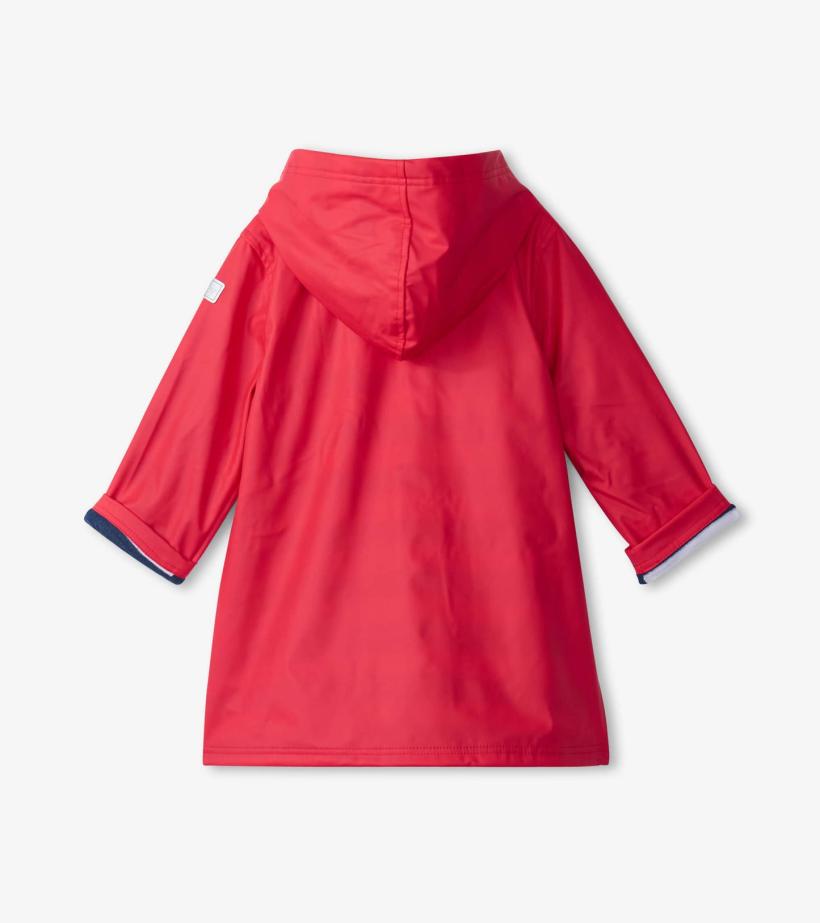 Girls/Boys Red &amp; Navy Button-Up Rain Jacket | Hatley Rainwear