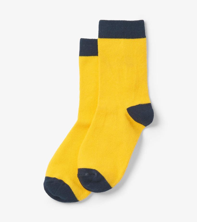 Girls/Boys Yellow &amp; Navy Crew Socks | Hatley Footwear
