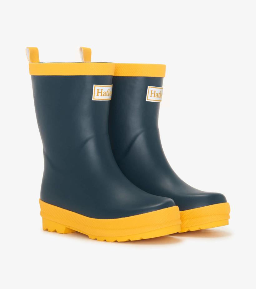 Girls/Boys/Baby &amp; Toddler Navy &amp; Yellow Matte Rain Boots | Hatley Rainwear