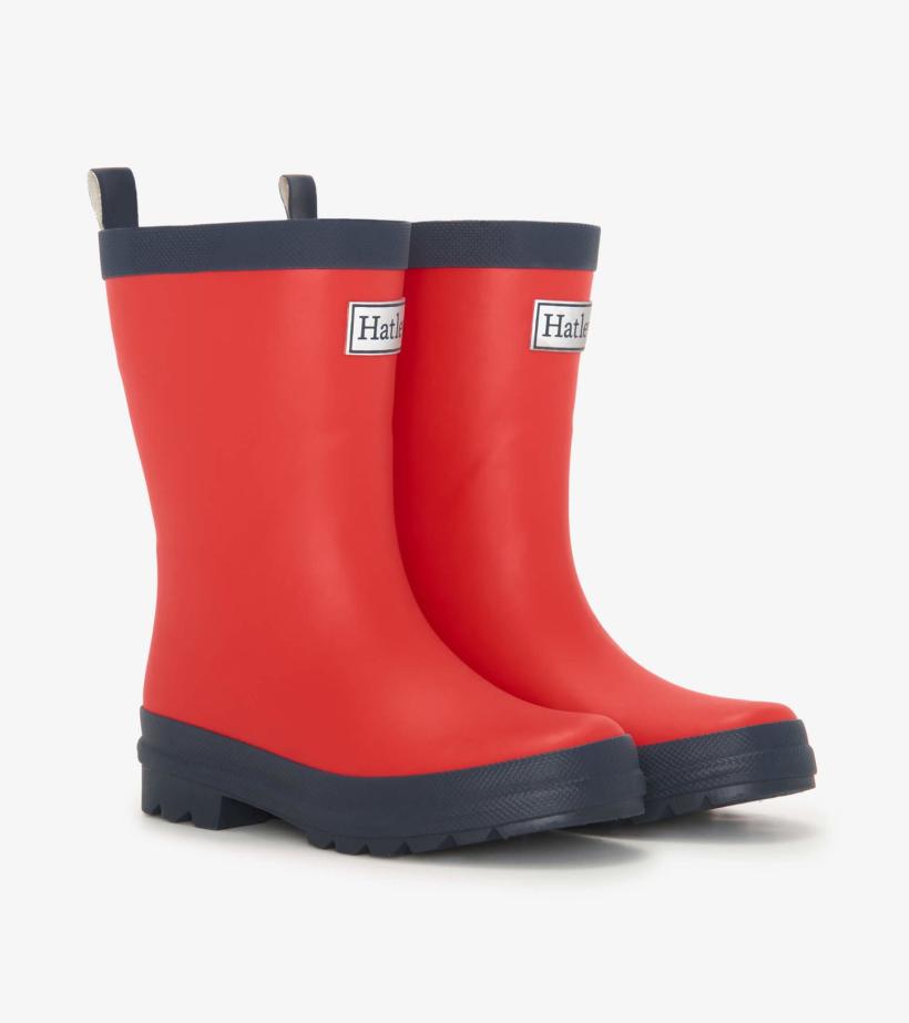Girls/Boys/Baby &amp; Toddler Red &amp; Navy Matte Rain Boots | Hatley Rainwear