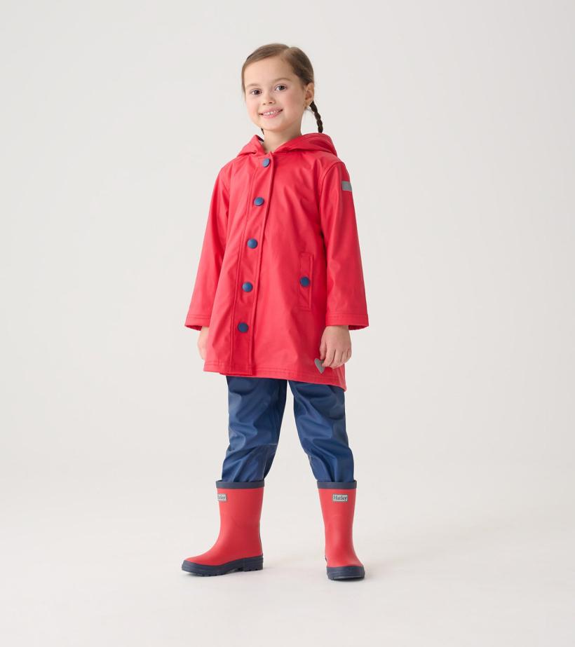 Girls/Boys/Baby &amp; Toddler Red &amp; Navy Matte Rain Boots | Hatley Rainwear