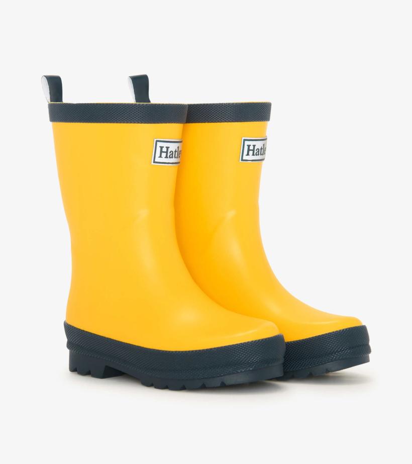 Girls/Boys/Baby &amp; Toddler Yellow &amp; Navy Matte Rain Boots | Hatley Rainwear