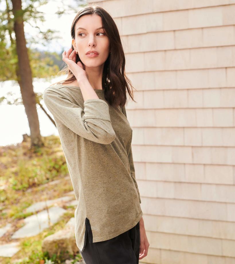 Women 3/4 Sleeve Breton - Loden Green | Hatley Tops