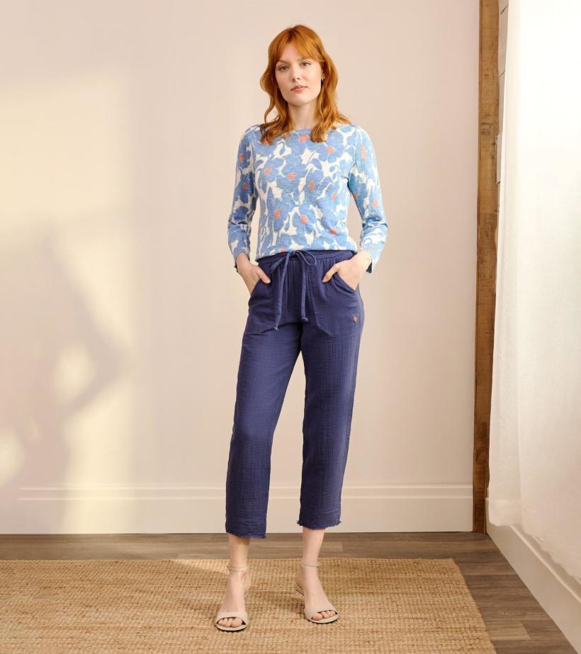 Women 3/4 Sleeve Knit Breton - Textured Poppies | Hatley Sweaters
