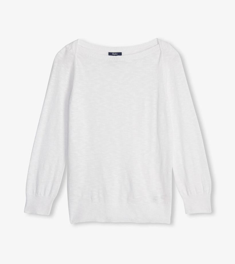 Women 3/4 Sleeve Knit Breton - White | Hatley Sweaters