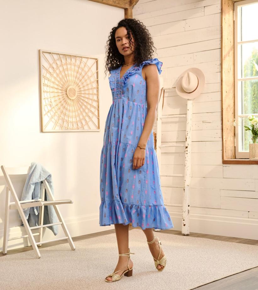 Women Aria Midi Dress - Rainbow Feather Dobby | Hatley Dresses