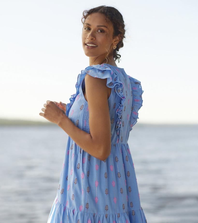 Women Aria Midi Dress - Rainbow Feather Dobby | Hatley Dresses