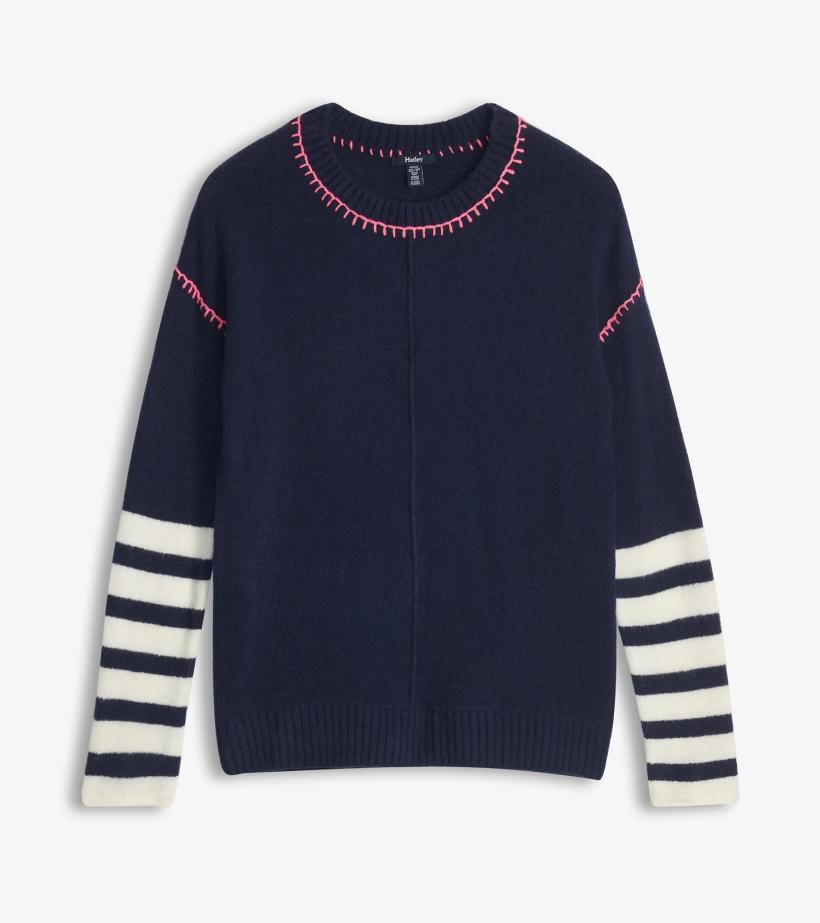 Women Avery Sweater - Navy Stripes | Hatley Sweaters