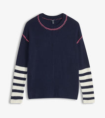 Women Avery Sweater - Navy Stripes | Hatley Sweaters