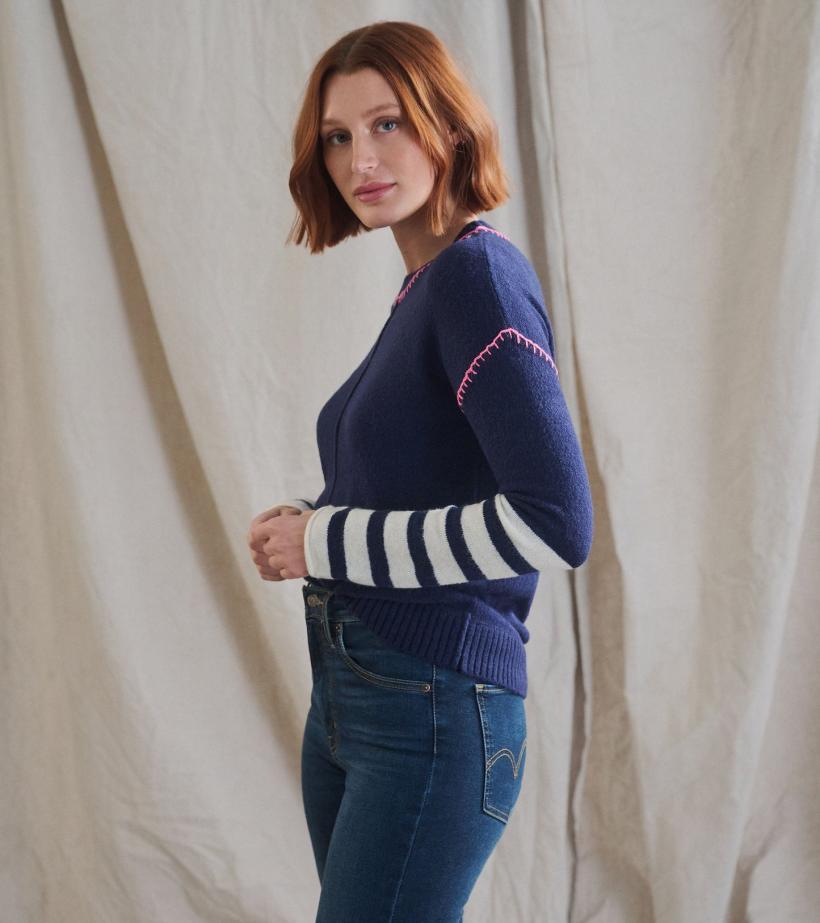 Women Avery Sweater - Navy Stripes | Hatley Sweaters