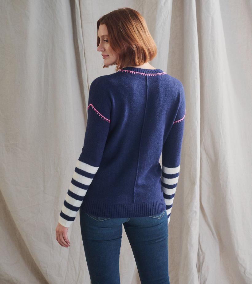 Women Avery Sweater - Navy Stripes | Hatley Sweaters