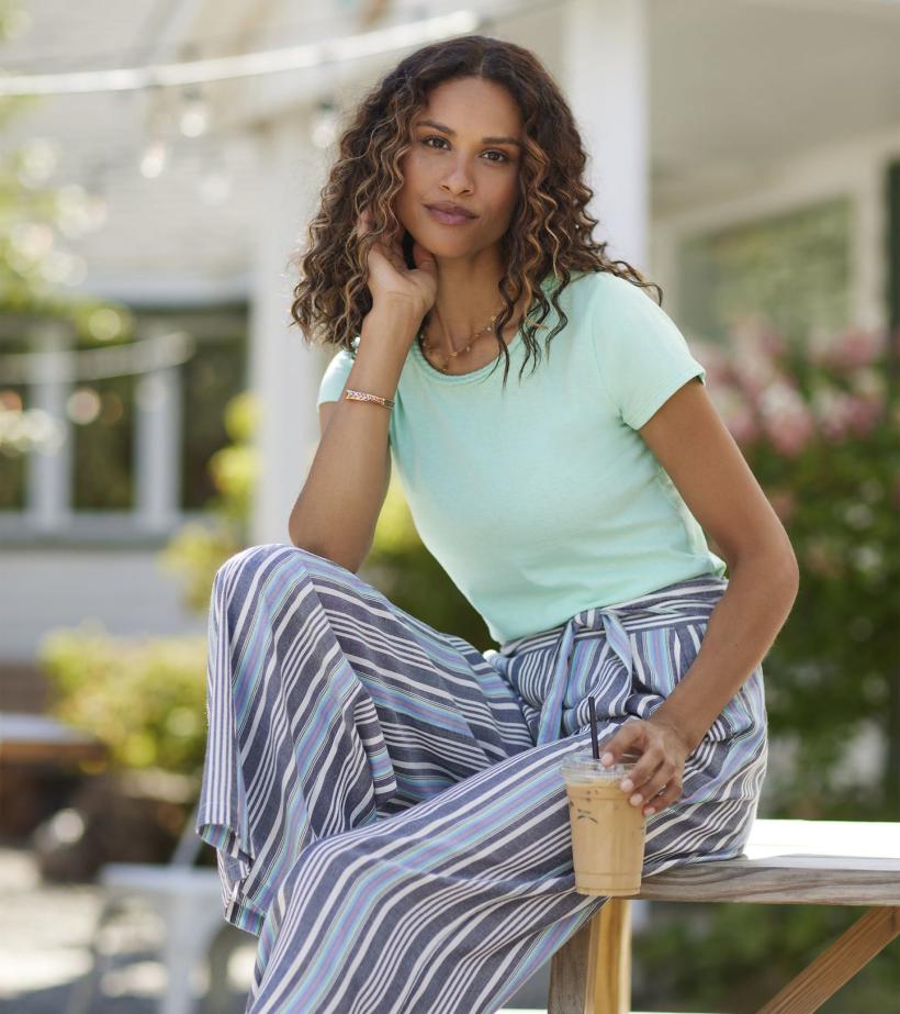 Women Braided Neck Tee - Ice Green | Hatley Tops