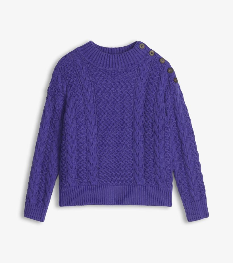 Women Button Neck Sweater - Ultra Violet | Hatley Sweaters