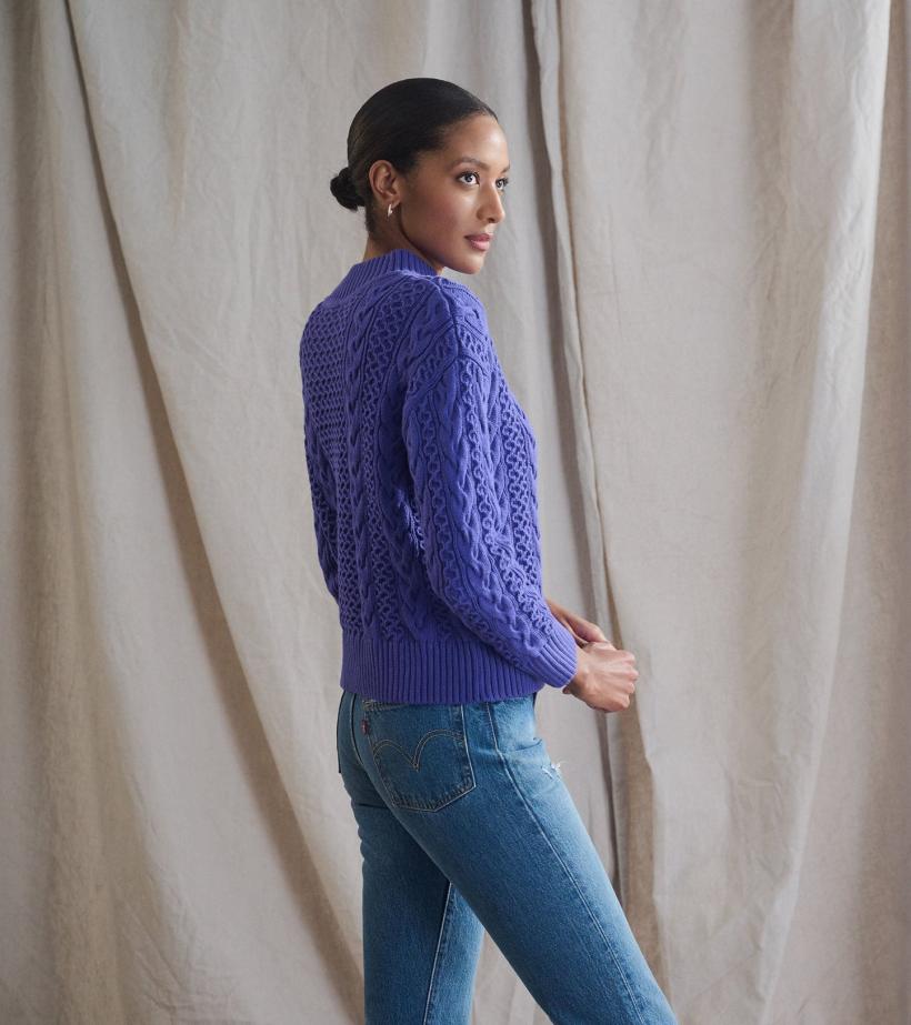 Women Button Neck Sweater - Ultra Violet | Hatley Sweaters