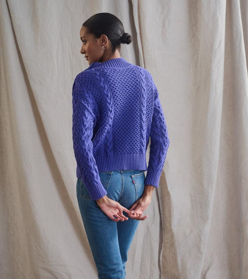Women Button Neck Sweater - Ultra Violet | Hatley Sweaters