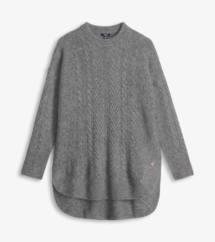 Women Cable Knit Tunic - Charcoal Heather | Hatley Sweaters