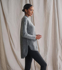 Women Cable Knit Tunic - Charcoal Heather | Hatley Sweaters