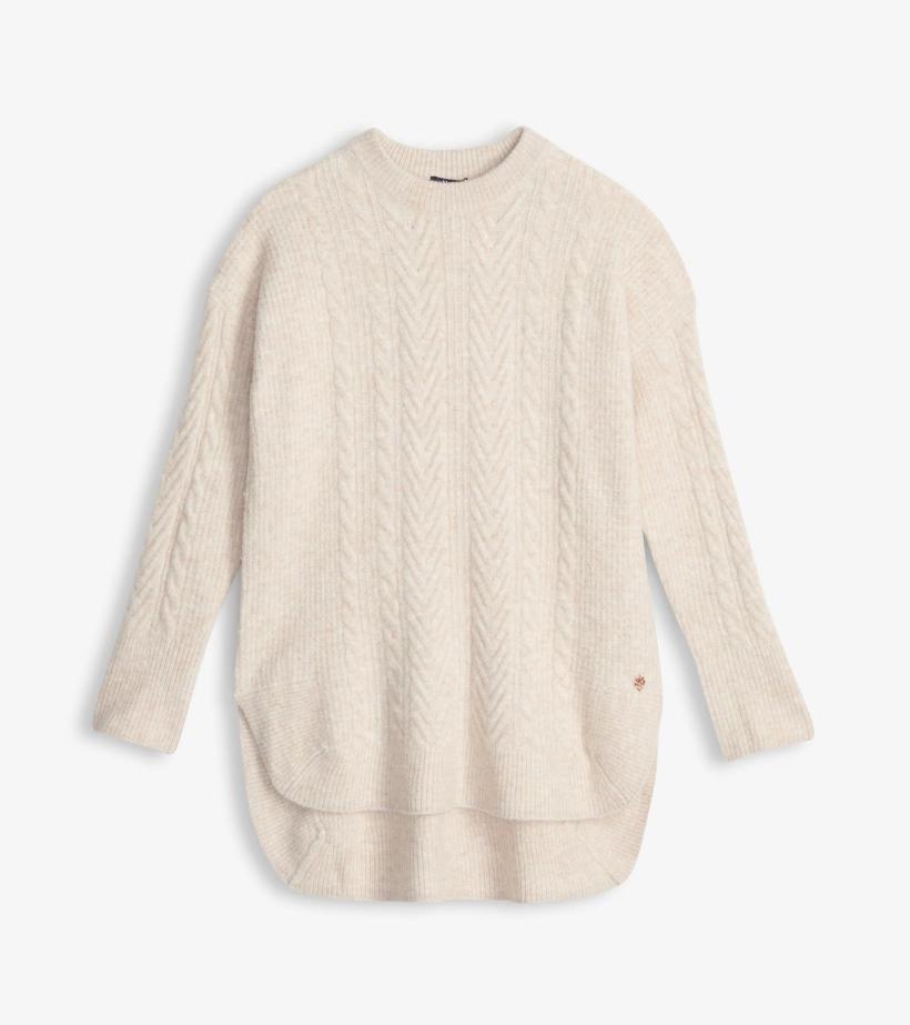 Women Cable Knit Tunic - Oatmeal Heather | Hatley Sweaters