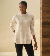 Women Cable Knit Tunic - Oatmeal Heather | Hatley Sweaters