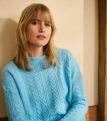 Women Cable Knit Tunic - Sky Blue | Hatley Sweaters