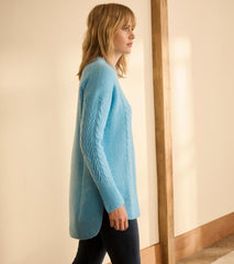 Women Cable Knit Tunic - Sky Blue | Hatley Sweaters