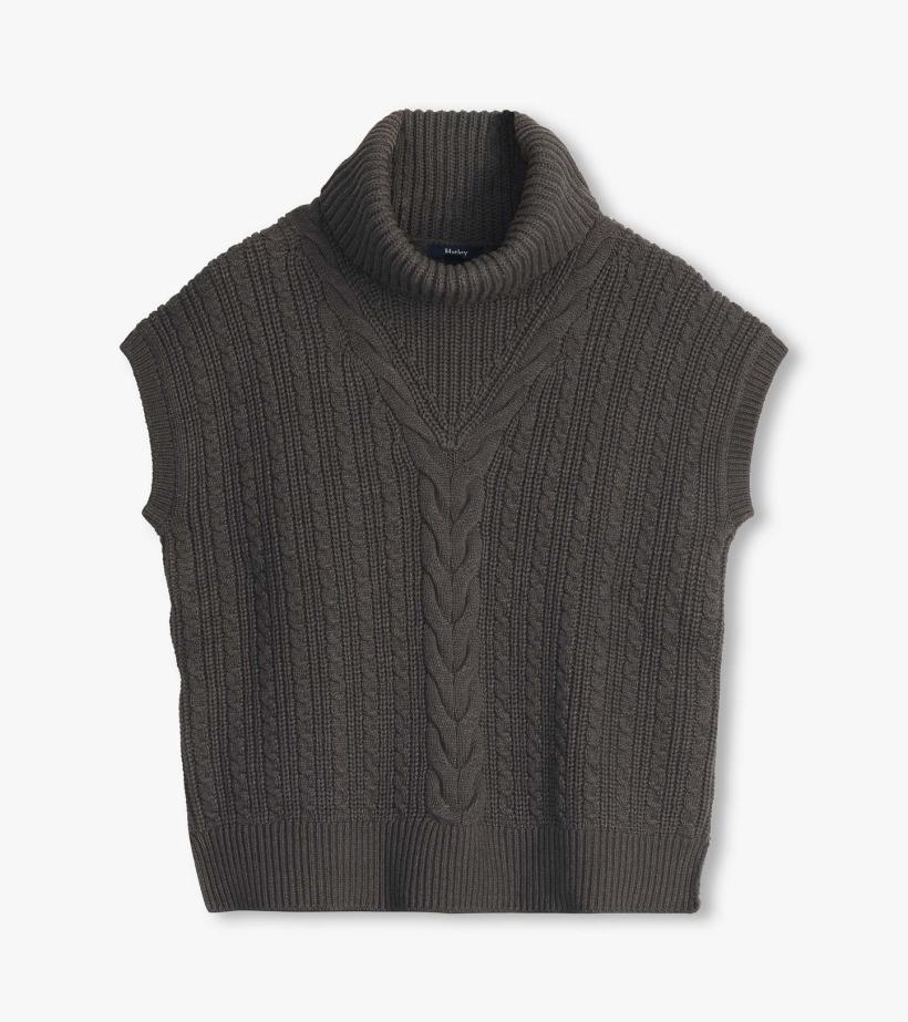 Women Cable Knit Vest - Charcoal Grey | Hatley Sweaters