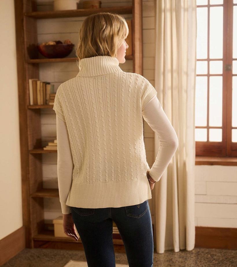 Women Cable Knit Vest - Winter White | Hatley Sweaters
