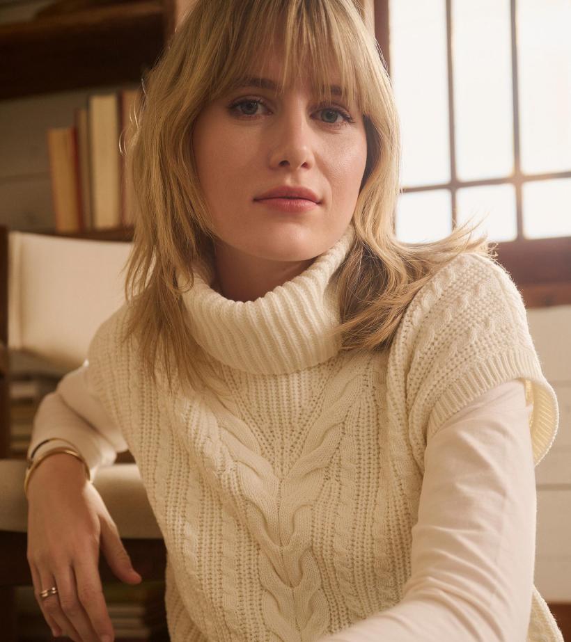 Women Cable Knit Vest - Winter White | Hatley Sweaters