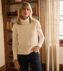 Women Cable Knit Vest - Winter White | Hatley Sweaters