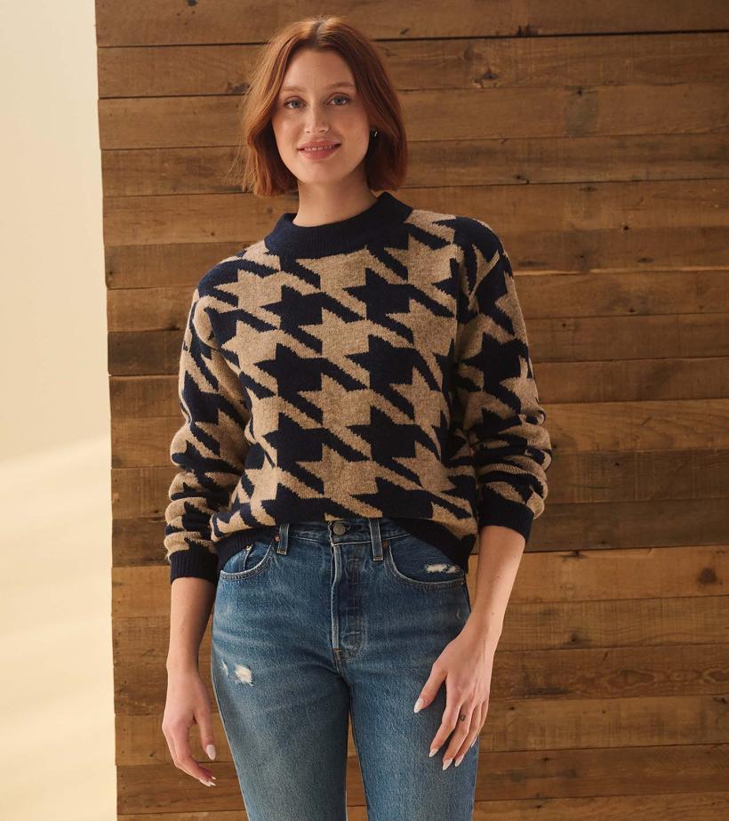 Women Carmi Pullover - Large Houndstooth | Hatley Sweaters